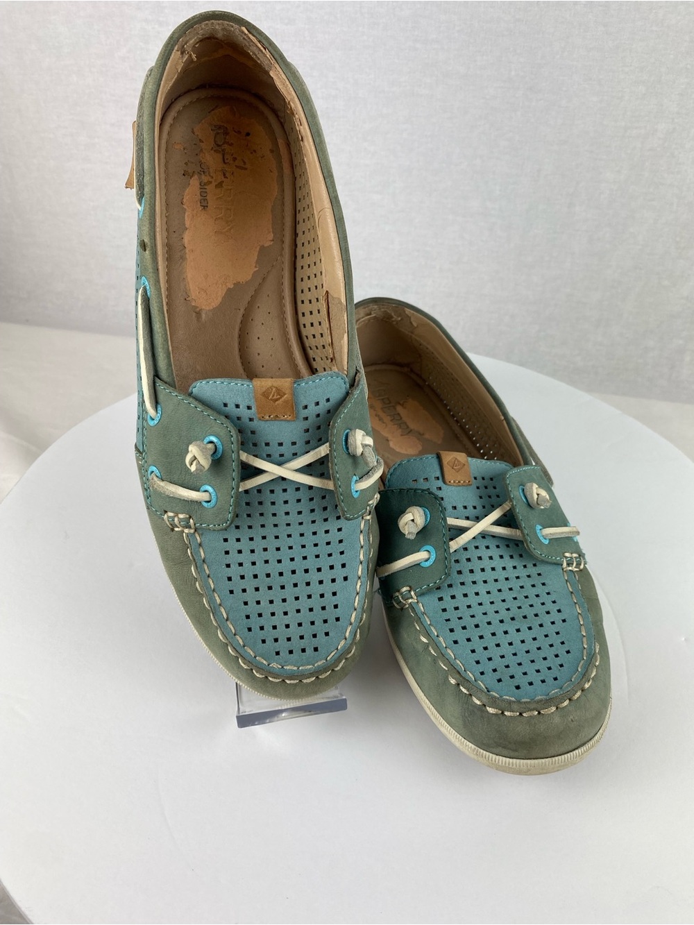 Sperry Teal Perforated Women's Boat Shoes